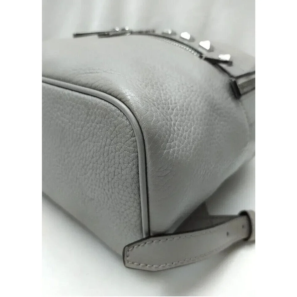 Michael Kors Kenly Pear Gray Pebbled Leather Studded Zip Pocket Backpack - $368